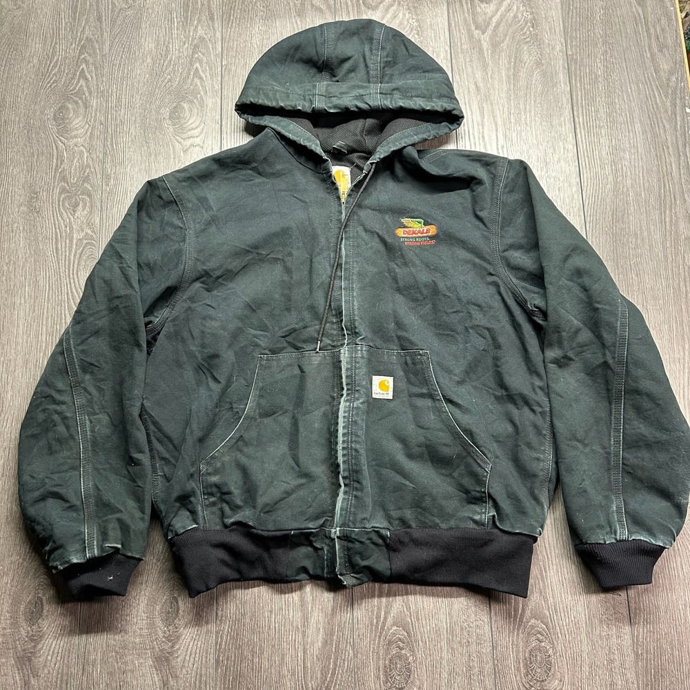 Carhartt J131 BLK Duck Canvas Active Jacket Mens Large Dekalb Embroidered Black